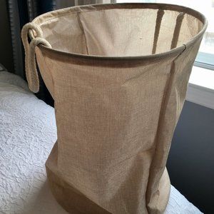 Tan Crunch Stand Hamper with White Rope Handles